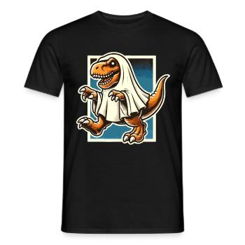 Cute Dinosaur Ghost Funny T-Rex - Men's T-Shirt - black - Front - AI Model Male 178 light (178cm)