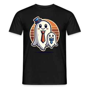 dad ghost father with child funny halloween - Men's T-Shirt - black - Front - AI Model Male 178 light (178cm)