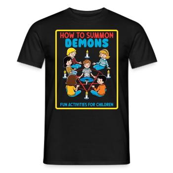 Rétro Cartoon Vintage Design comment invoquer des démons - T-shirt homme - noir - Devant - AI Model Male 178 light (178cm)