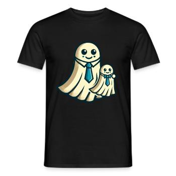 Dad Ghost Father with Child Funny Halloween - Men's T-Shirt - black - Front - AI Model Male 178 light (178cm)