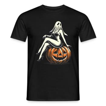 Seductive Ghost Funny Halloween Design - Men's T-Shirt - black - Front - AI Model Male 178 light (178cm)