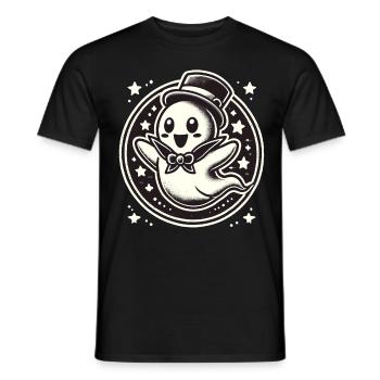 Funny Magician Ghost Cute Halloween - Men's T-Shirt - black - Front - AI Model Male 178 light (178cm)