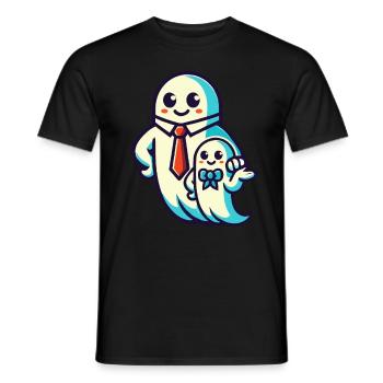 papa fantôme père avec son fils drôle halloween - T-shirt homme - noir - Devant - AI Model Male 178 light (178cm)