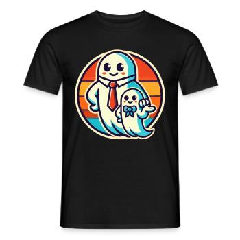 dad ghost father with child funny halloween - Men's T-Shirt - black - Front - AI Model Male 178 light (178cm)