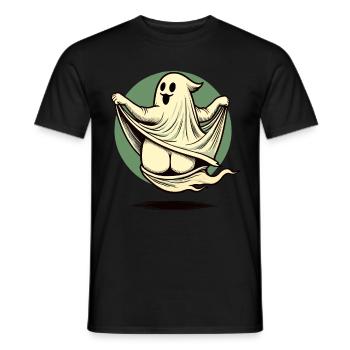 Funny Halloween Ghost Freak Under Sheet - Men's T-Shirt - black - Front - AI Model Male 178 light (178cm)