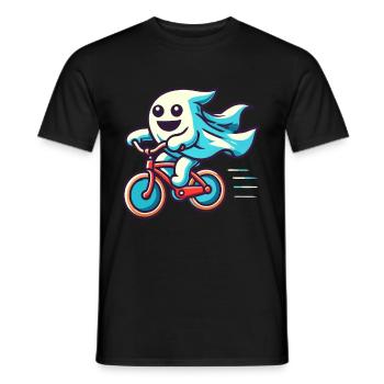 Bicycle Riding Ghost Funny Ghost - Men's T-Shirt - black - Front - AI Model Male 178 light (178cm)
