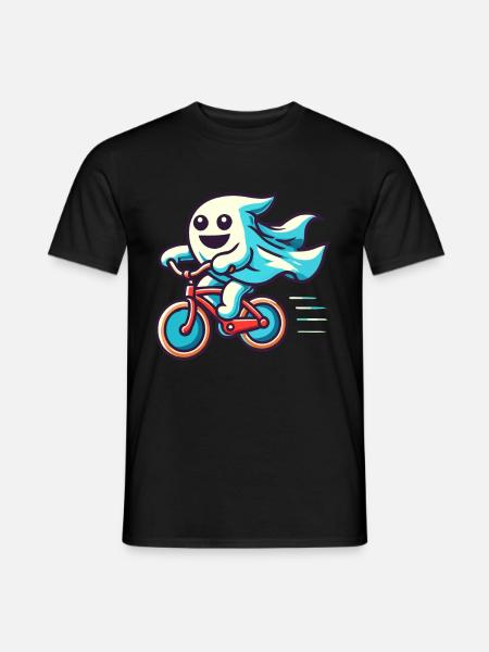 Bicycle Riding Ghost Funny Ghost - Men's T-Shirt - black