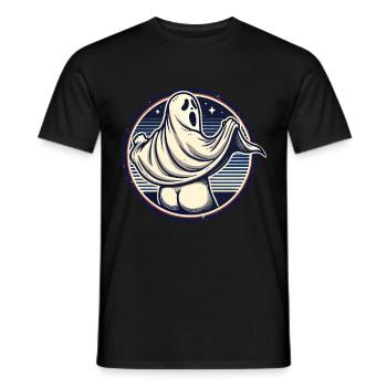 Funny Halloween Ghost Freak Under Sheet - Men's T-Shirt - black - Front - AI Model Male 178 light (178cm)