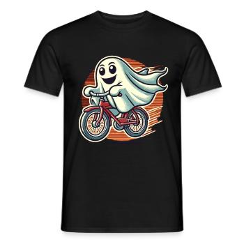 Bicycle Riding Ghost Funny Ghost - Men's T-Shirt - black - Front - AI Model Male 178 light (178cm)