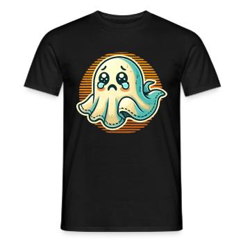 Sad Ghost Funny Ghost Design - Men's T-Shirt - black - Front - AI Model Male 178 light (178cm)