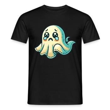 Sad Ghost Funny Ghost Design - Men's T-Shirt - black - Front - AI Model Male 178 light (178cm)