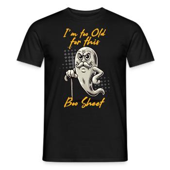 Vieux Boo Feuille Drôle Fantôme Dire Design - T-shirt homme - noir - Devant - AI Model Male 178 light (178cm)