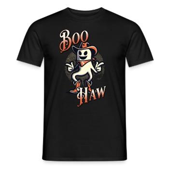 Funny Cowboy Ghost Says Boo Haw Halloween - Men's T-Shirt - black - Front - AI Model Male 178 light (178cm)
