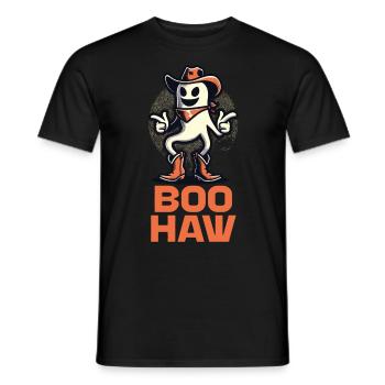 Funny Cowboy Ghost Says Boo Haw Costume Idea - Men's T-Shirt - black - Front - AI Model Male 178 light (178cm)