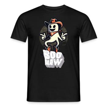 Cool Cowboy Ghost Says Boo Haw - Men's T-Shirt - black - Front - AI Model Male 178 light (178cm)