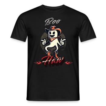 Funny Cowboy Ghost Says Boo Haw - Men's T-Shirt - black - Front - AI Model Male 178 light (178cm)