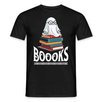 Cute Book Lover Ghost Funny Saying - Men's T-Shirt - black - Front - AI Model Male 178 light (178cm)