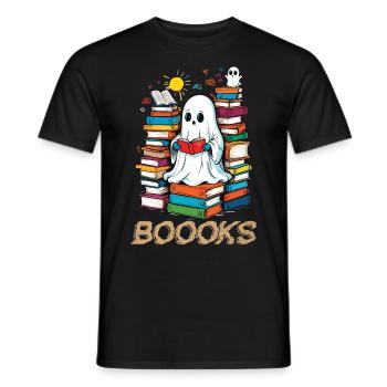 Cute Book Lover Ghost Funny Saying - Men's T-Shirt - black - Front - AI Model Male 178 light (178cm)