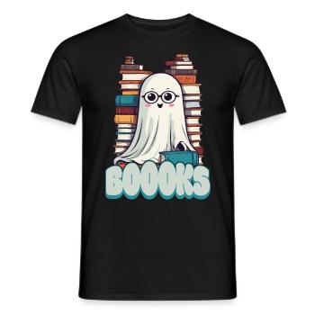 Cute Book Lover Ghost - Men's T-Shirt - black - Front - AI Model Male 178 light (178cm)
