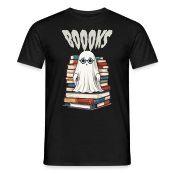 Cute Book Lover Ghost - Men's T-Shirt - black - Front - AI Model Male 178 light (178cm)