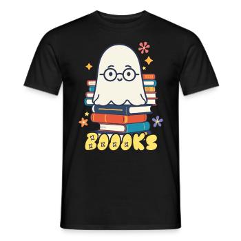 Cute Book Lover Ghost - Men's T-Shirt - black - Front - AI Model Male 178 light (178cm)