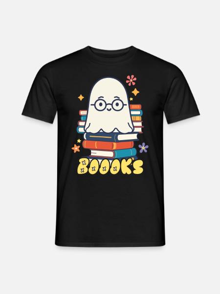 Cute Book Lover Ghost - Men's T-Shirt - black