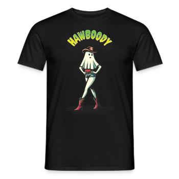 cow-boy fille fantôme drôle Hawboody dire - T-shirt homme - noir - Devant - AI Model Male 178 light (178cm)