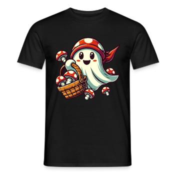 cueilleur de champignons fantôme drôle Halloween design - T-shirt homme - noir - Devant - AI Model Male 178 light (178cm)