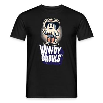 Funny Cowboy Ghost Greeting Ghosts Girls - Men's T-Shirt - black - Front - AI Model Male 178 light (178cm)