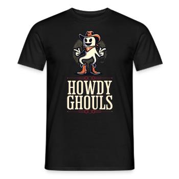 Funny Cowboy Ghost Greeting Ghosts Girls - Men's T-Shirt - black - Front - AI Model Male 178 light (178cm)