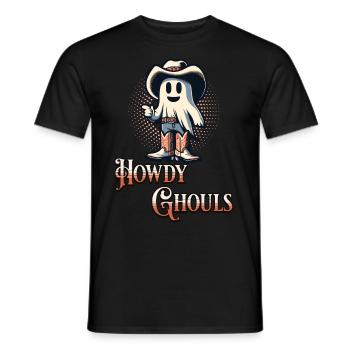 Funny Cowboy Ghost Greeting Ghosts Girls - Men's T-Shirt - black - Front - AI Model Male 178 light (178cm)