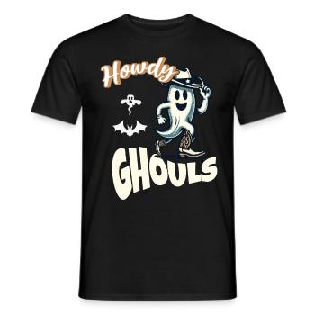 Funny Cowboy Ghost Greeting Ghosts Girls - Men's T-Shirt - black - Front - AI Model Male 178 light (178cm)