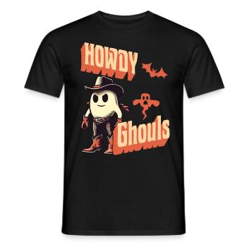 Funny Cowboy Ghost Greeting Ghosts Girls - Men's T-Shirt - black - Front - AI Model Male 178 light (178cm)