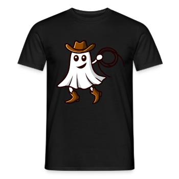 Cowboy Ghost Funny Halloween Design - Men's T-Shirt - black - Front - AI Model Male 178 light (178cm)