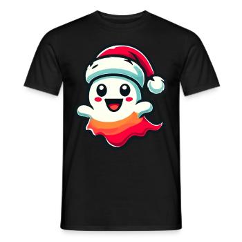 Cute Christmas Ghost Scary - Men's T-Shirt - black - Front - AI Model Male 178 light (178cm)