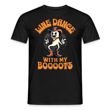 Cowboy With Boots Line Dance Ghost Vintage Retro - Men's T-Shirt - black - Front - AI Model Male 178 light (178cm)