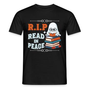 Cute Book Lover Ghost Funny Saying - Men's T-Shirt - black - Front - AI Model Male 178 light (178cm)