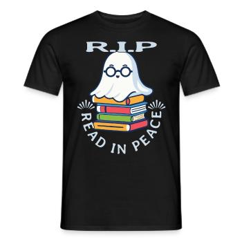 Cute Book Lover Ghost Funny Saying - Men's T-Shirt - black - Front - AI Model Male 178 light (178cm)