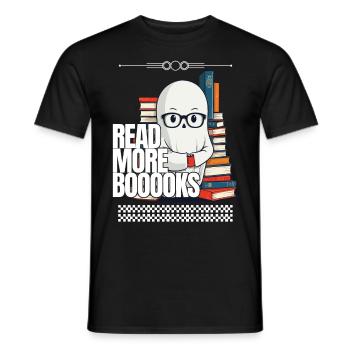 Cute Book Lover Ghost Funny Saying - Men's T-Shirt - black - Front - AI Model Male 178 light (178cm)