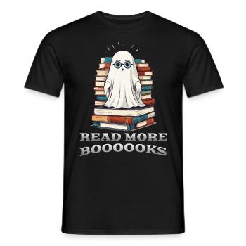 Cute Book Lover Ghost Funny Saying - Men's T-Shirt - black - Front - AI Model Male 178 light (178cm)