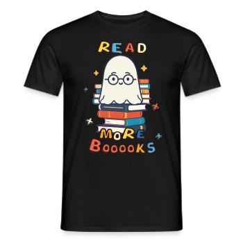 Cute Book Lover Ghost Halloween - Men's T-Shirt - black - Front - AI Model Male 178 light (178cm)
