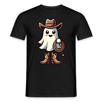 Cowboy Ghost Funny Halloween Design - Men's T-Shirt - black - Front - AI Model Male 178 light (178cm)