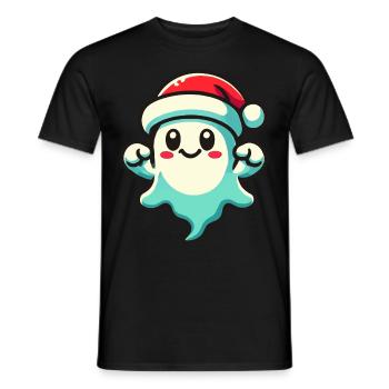 Cute Christmas Ghost Funny Halloween - Men's T-Shirt - black - Front - AI Model Male 178 light (178cm)