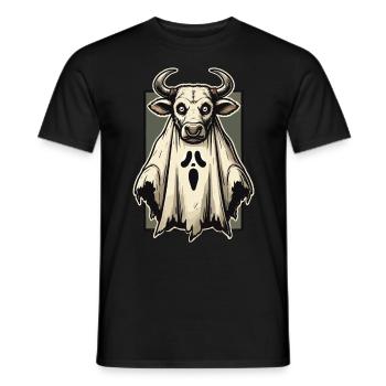 Creepy Cow Ghost Bull Sheet Costume Idea - Men's T-Shirt - black - Front - AI Model Male 178 light (178cm)