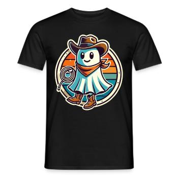 Cowboy fantôme drôle Halloween design - T-shirt homme - noir - Devant - AI Model Male 178 light (178cm)