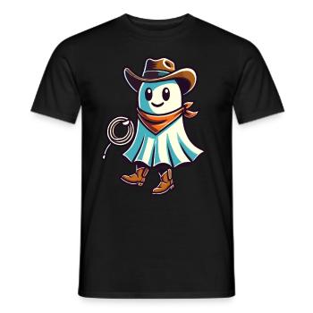 Cowboy Ghost Funny Halloween Design - Men's T-Shirt - black - Front - AI Model Male 178 light (178cm)
