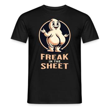 Freak in the Sheet Lustiges Gespenster Design - Männer T-Shirt - Schwarz - Vorne - AI Model Male 178 light (178cm)