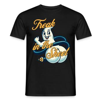 Freak In The Sheet Funny Ghost Design - Men's T-Shirt - black - Front - AI Model Male 178 light (178cm)