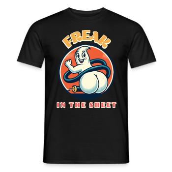 Freak In The Sheet Funny Ghost Design - Men's T-Shirt - black - Front - AI Model Male 178 light (178cm)