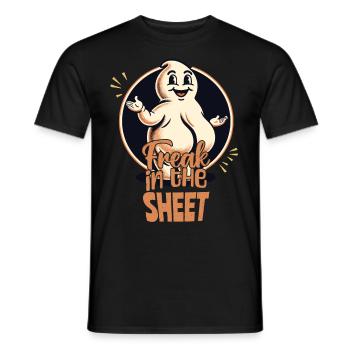 Freak under the Sheet Funny Ghost Design - Men's T-Shirt - black - Front - AI Model Male 178 light (178cm)
